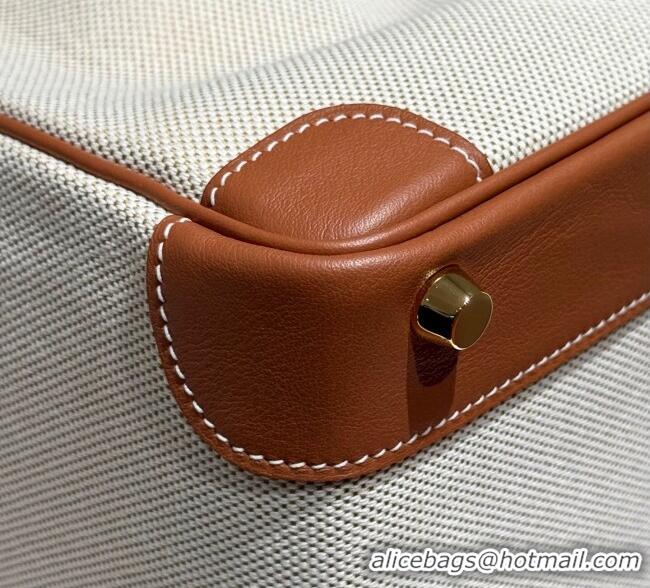 Top Grade Hermes Birkin 30cm Bag in Canvas and Swift Calfskin with Gold Hardware H1069 Brown/White 2025 (Half Handmade)