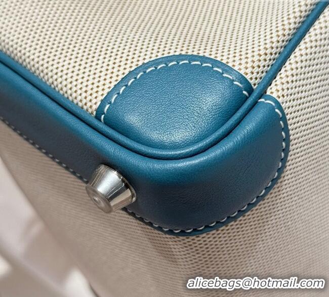 New Fashion Hermes Birkin 25cm Bag in Canvas and Swift Calfskin with Silver Hardware H1083 Denim Blue 2025 (Half Handmad