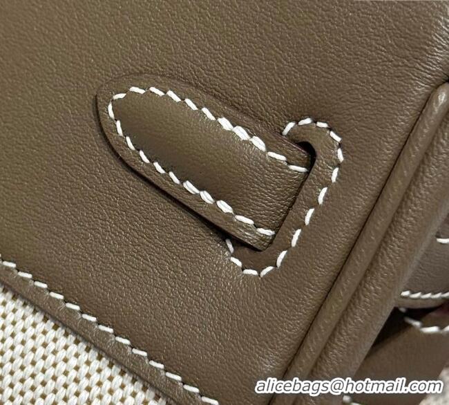 Cheap Price Hermes Birkin 25cm Bag in Canvas and Swift Calfskin with Silver Hardware H1083 Elephant Grey 2025 (Half Hand