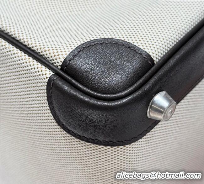 Discount Hermes Birkin 25cm Bag in Canvas and Swift Calfskin with Silver Hardware H1083 Ebony 2025 (Half Handmade)
