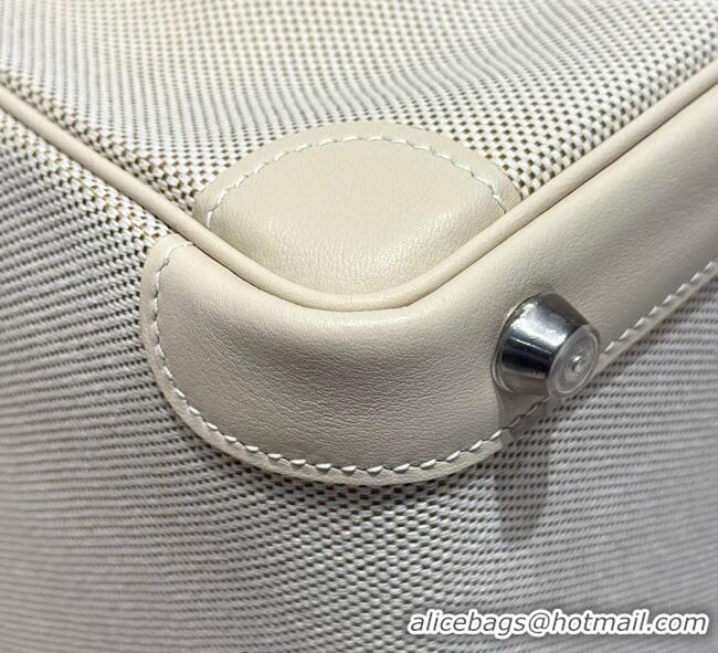Best Grade Hermes Birkin 25cm Bag in Canvas and Swift Calfskin with Silver Hardware H1083 Milk Shake White 2025 (Half Ha