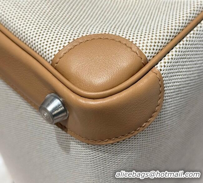 Well Crafted Hermes Birkin 25cm Bag in Canvas and Swift Calfskin with Silver Hardware H1083 Milk Tea Beige 2025 (Half Ha