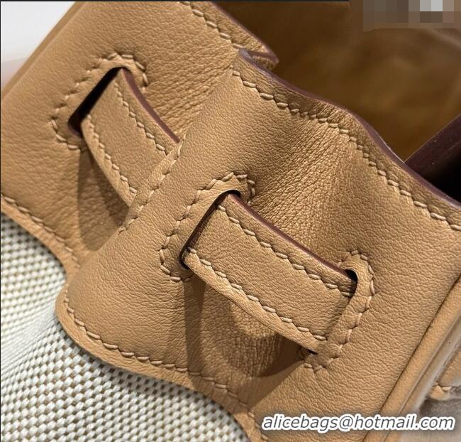 Well Crafted Hermes Birkin 25cm Bag in Canvas and Swift Calfskin with Silver Hardware H1083 Milk Tea Beige 2025 (Half Ha