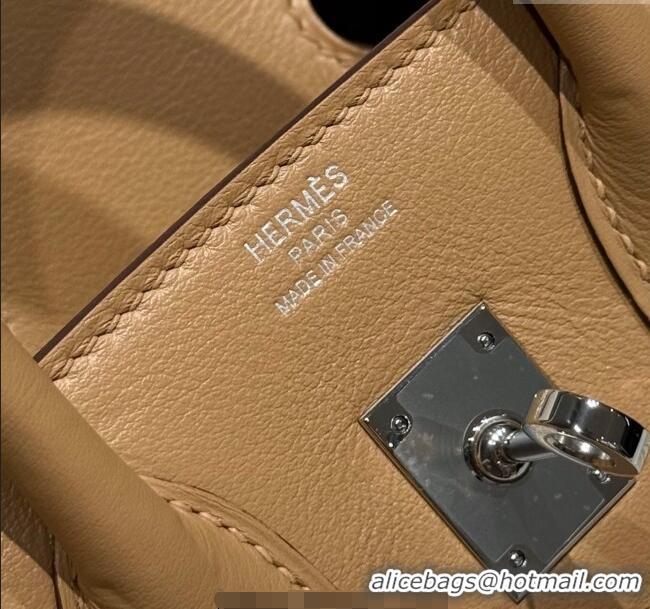 Well Crafted Hermes Birkin 25cm Bag in Canvas and Swift Calfskin with Silver Hardware H1083 Milk Tea Beige 2025 (Half Ha