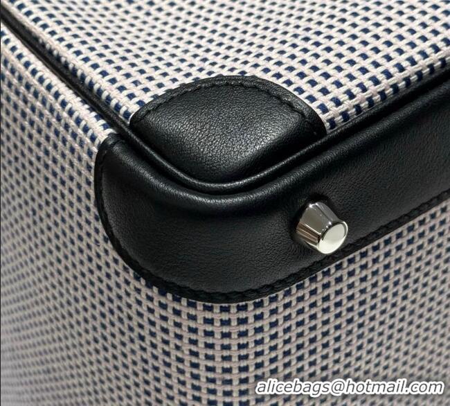 Good Product Hermes Birkin 25cm Bag in Waffle Pattern Canvas and Swift Calfskin with Silver Hardware H1085 Black/Pale Pi