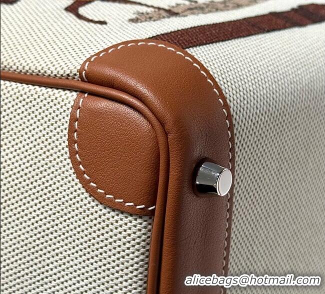 Most Popular Hermes Birkin 25cm Bag in Printed Canvas and Swift Calfskin with Silver Hardware H1083 Brown 2025 (Half Han