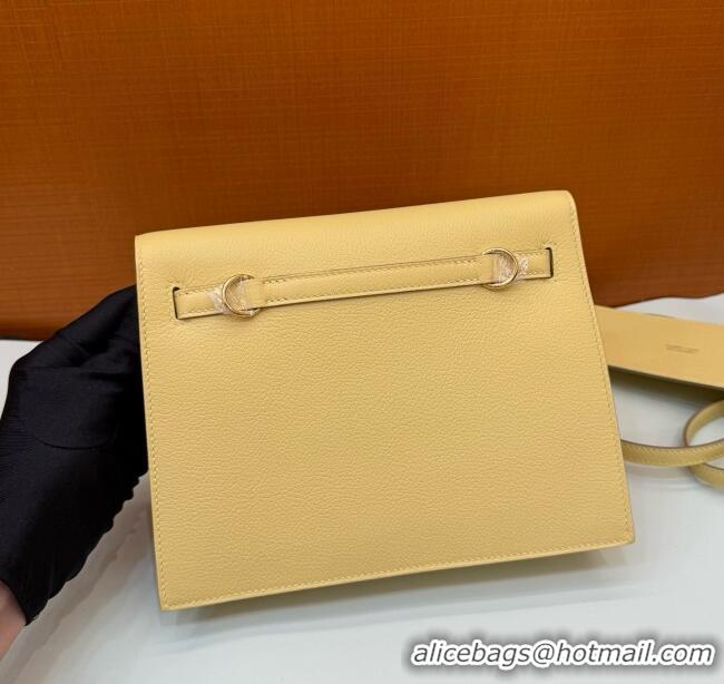 Good Taste Hermes Kelly Danse Bag 22cm in Evercolor Leather Chick H1401 Yellow/Gold 2025 (Full Handmade)