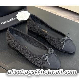 Purchase Chanel Embroidery & Grosgrain Ballet Flats Black 2025 CH061021