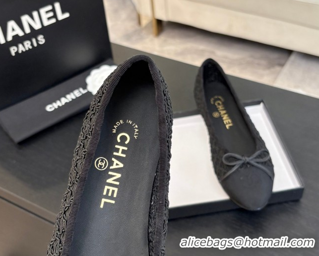 Purchase Chanel Embroidery & Grosgrain Ballet Flats Black 2025 CH061021