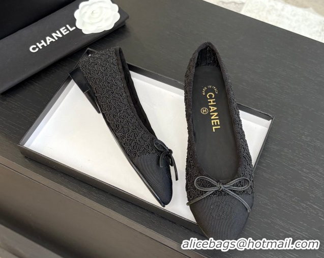 Purchase Chanel Embroidery & Grosgrain Ballet Flats Black 2025 CH061021
