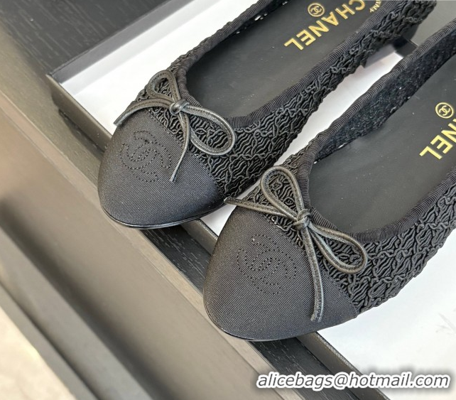 Purchase Chanel Embroidery & Grosgrain Ballet Flats Black 2025 CH061021