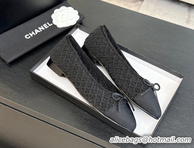 Purchase Chanel Embroidery & Grosgrain Ballet Flats Black 2025 CH061021