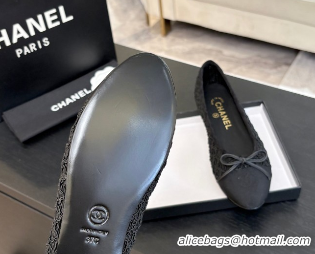 Purchase Chanel Embroidery & Grosgrain Ballet Flats Black 2025 CH061021