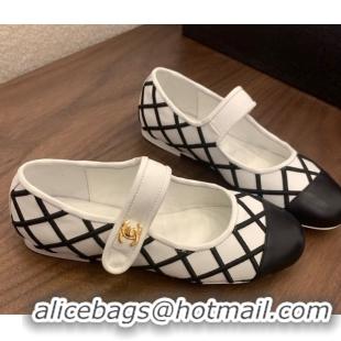 Top Design Chanel Quilted Calfskin Mary Janes Ballet Flats White 2025 CH061022