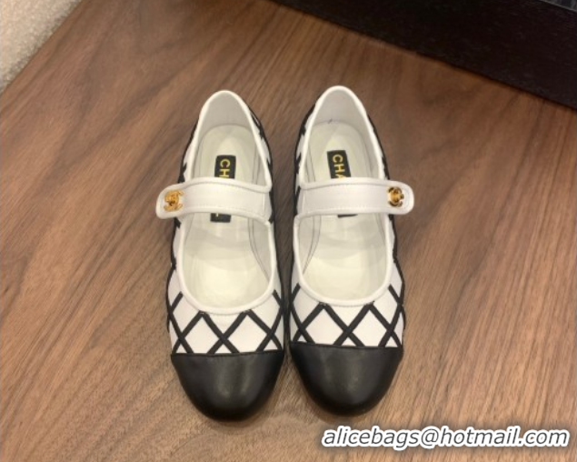 Top Design Chanel Quilted Calfskin Mary Janes Ballet Flats White 2025 CH061022