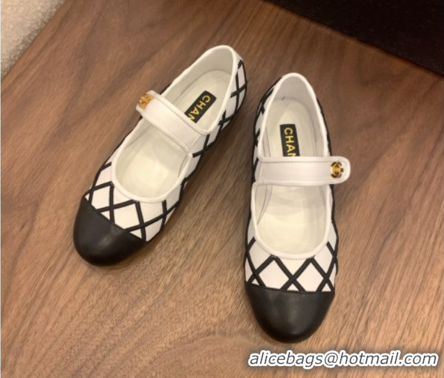 Top Design Chanel Quilted Calfskin Mary Janes Ballet Flats White 2025 CH061022