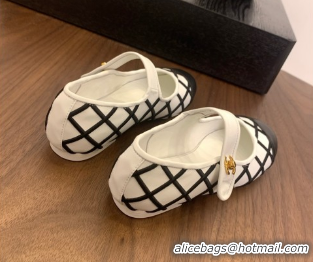 Top Design Chanel Quilted Calfskin Mary Janes Ballet Flats White 2025 CH061022