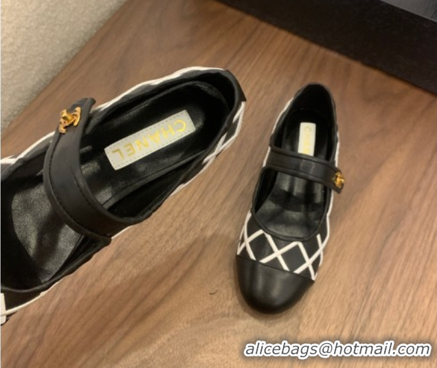 Good Product Chanel Quilted Calfskin Mary Janes Ballet Flats Black 2025 CH061022