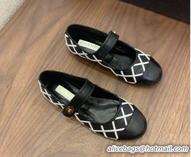 Good Product Chanel Quilted Calfskin Mary Janes Ballet Flats Black 2025 CH061022