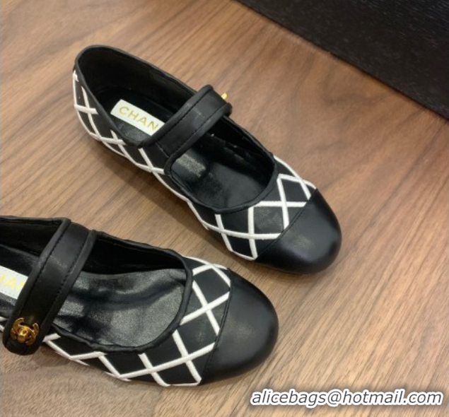 Good Product Chanel Quilted Calfskin Mary Janes Ballet Flats Black 2025 CH061022