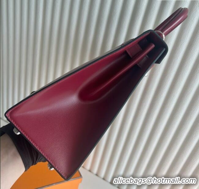 Famous Brand Hermes Kelly Sellier 25/28cm Bag in Original Box Leather CK55 Red/Silver 2025 (Full Handmade)