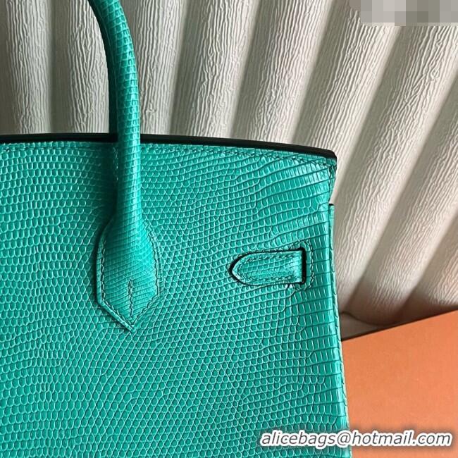 Top Grade Hermes Birkin 25 Bag in Varanus Niloticus Lizard Leather HB25 OZ Comic Green/Gold 2025 (Full Handmade)