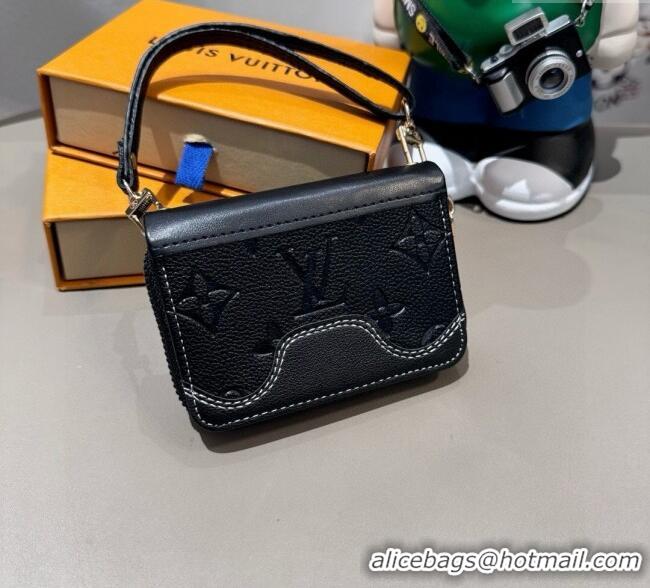 Famous Brand Louis Vuitton Card Pouch Monogram 0722 Embossed Black 2025