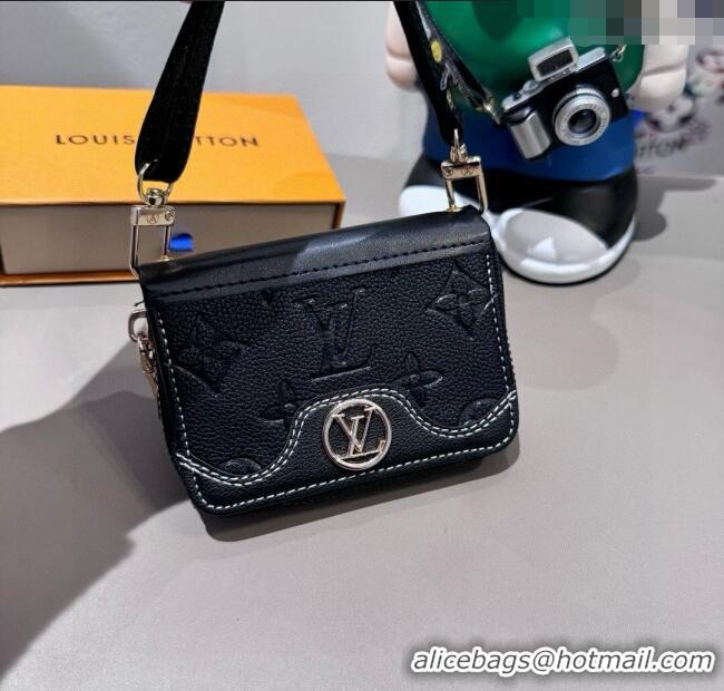 Famous Brand Louis Vuitton Card Pouch Monogram 0722 Embossed Black 2025