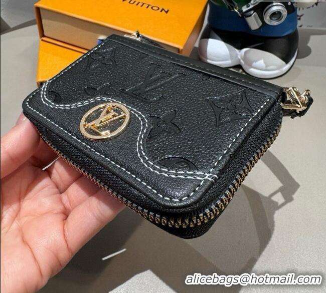 Famous Brand Louis Vuitton Card Pouch Monogram 0722 Embossed Black 2025
