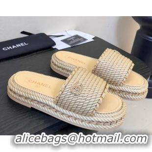 Purchase Chanel Cord & Chain Flat Slides Sandal Beige 2025 CH061026