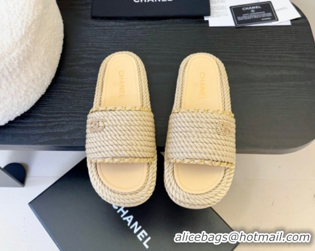 Purchase Chanel Cord & Chain Flat Slides Sandal Beige 2025 CH061026