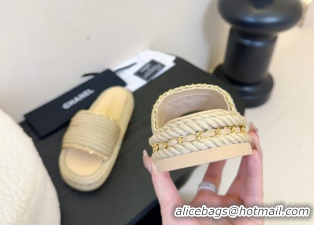 Purchase Chanel Cord & Chain Flat Slides Sandal Beige 2025 CH061026