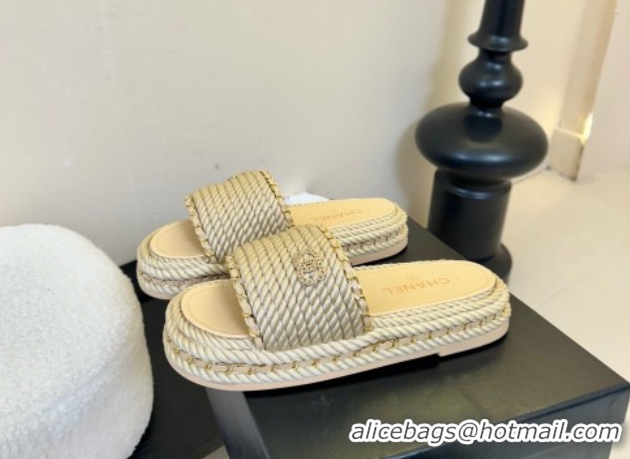 Purchase Chanel Cord & Chain Flat Slides Sandal Beige 2025 CH061026