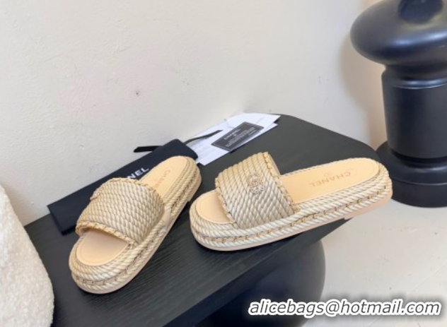 Purchase Chanel Cord & Chain Flat Slides Sandal Beige 2025 CH061026