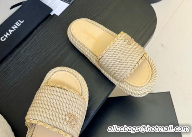 Purchase Chanel Cord & Chain Flat Slides Sandal Beige 2025 CH061026