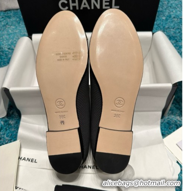 Unique Style Chanel Grosgrain & Lambskin Ballet Flats CHB070704 Black/Gold