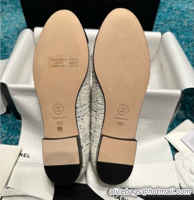 Hot Style Chanel Tweed & Patent Leather Ballet Flats CHB070703 White/Black