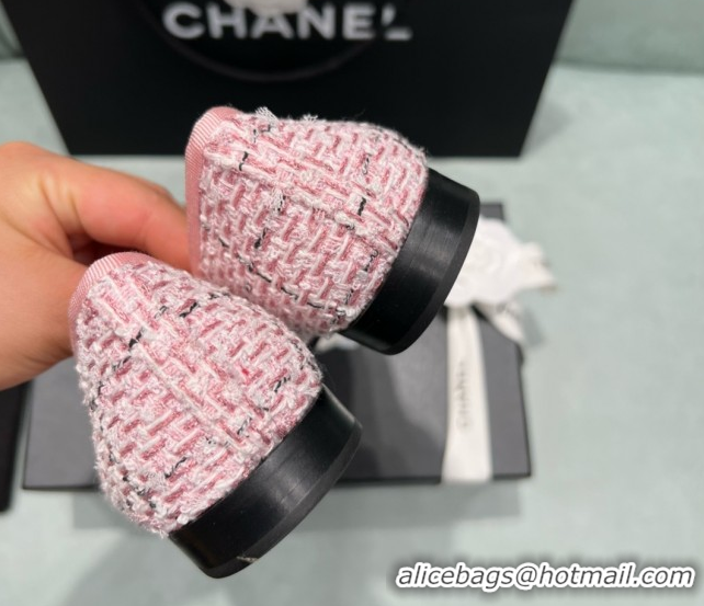 Purchase Chanel Tweed & Grosgrain Ballet Flats CHB070706 Pink/Black