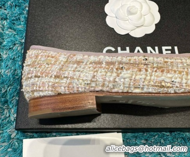 Buy Luxury Chanel Tweed & Leather Ballet Flats CHB070709 Pink