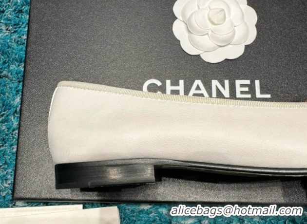 Best Product Chanel Lambskin Classic Ballerinas CHB070714 White/Black