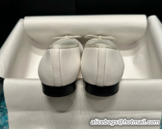 Best Product Chanel Lambskin Classic Ballerinas CHB070714 White/Black