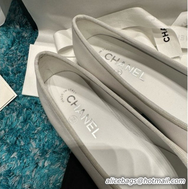Best Product Chanel Lambskin Classic Ballerinas CHB070714 White/Black