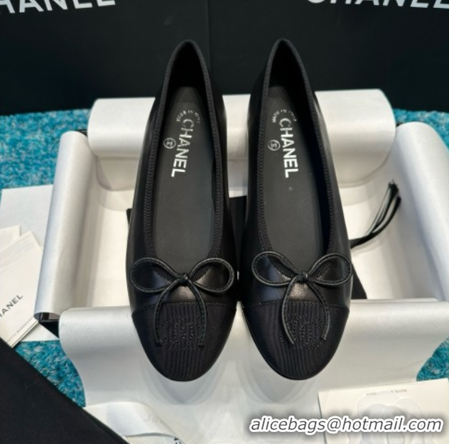 Trendy Design Chanel Grosgrain & Lambskin Ballet Flats CHB070715 Black