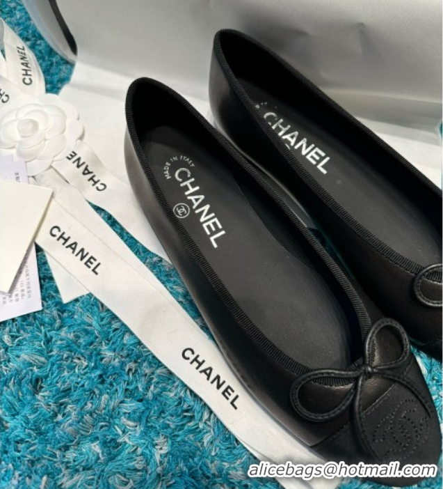 Trendy Design Chanel Grosgrain & Lambskin Ballet Flats CHB070715 Black