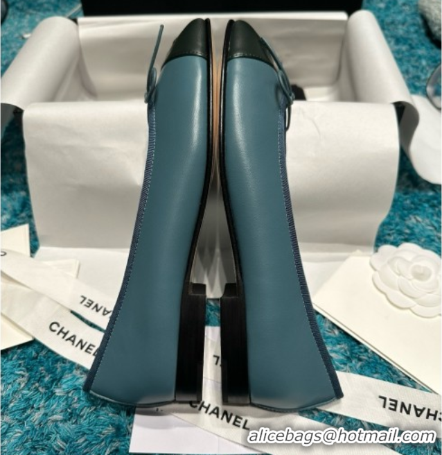 Luxury Discount Chanel Lambskin Ballet Flats CHB070716 Blue/Black