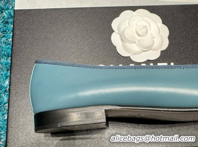 Luxury Discount Chanel Lambskin Ballet Flats CHB070716 Blue/Black