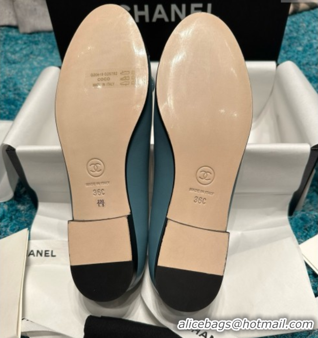 Luxury Discount Chanel Lambskin Ballet Flats CHB070716 Blue/Black