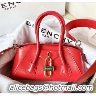 Grade Quality Givenchy Mini Antigona Stretch Bag in Box Leather 19113 Red 2023