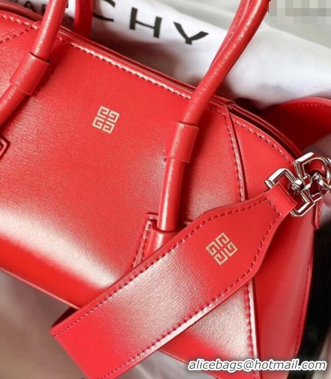 Grade Quality Givenchy Mini Antigona Stretch Bag in Box Leather 19113 Red 2023