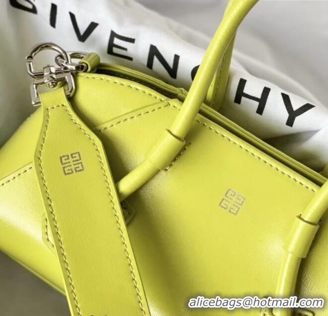 Good Quality Givenchy Mini Antigona Stretch Bag in Box Leather 19113 Neon Yellow 2023
